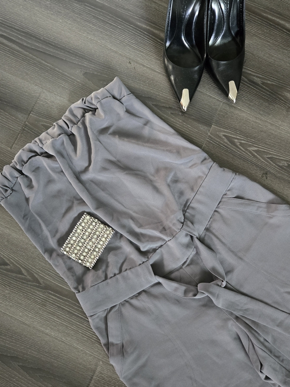 BEBE Straples Jumpsuit in Slate Gray